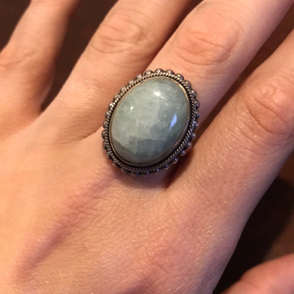 QVC Sterling Artisan Crafted Jade Ring Size 9